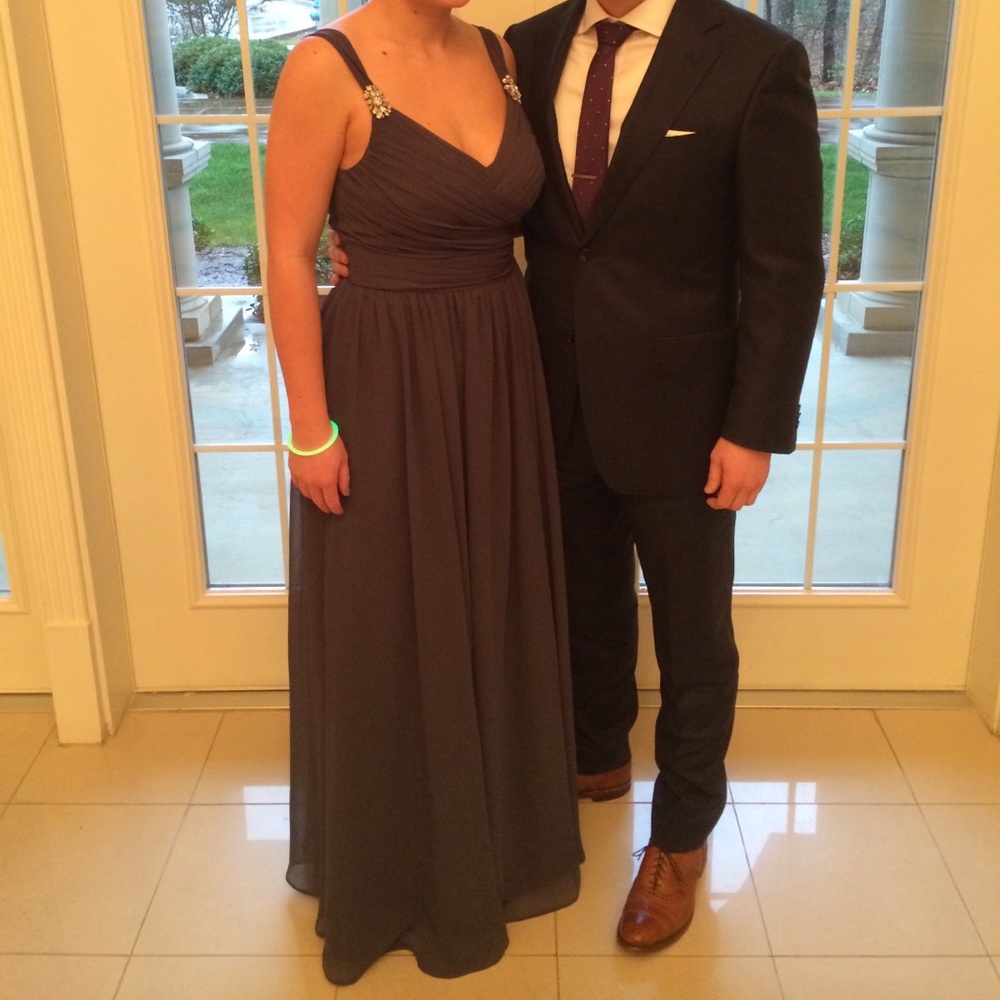 Charcoal floor length Bridesmaid dress size 10 (european)